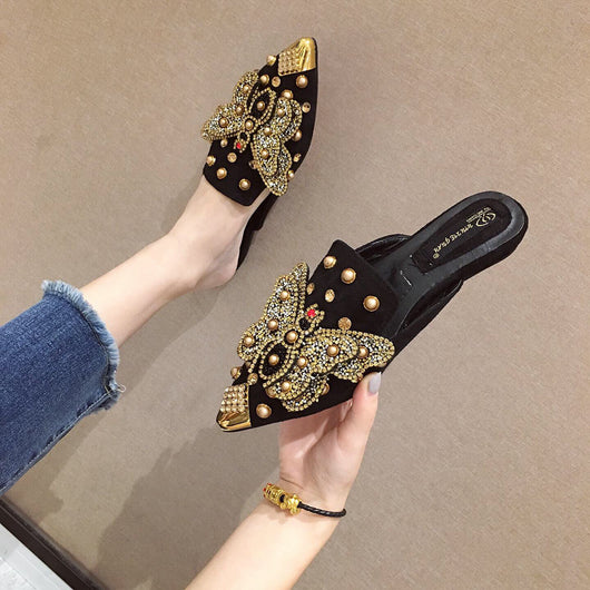 Pantuflas Tipo Baotou con Mariposas de Strass y Punta Abierta - Image 19