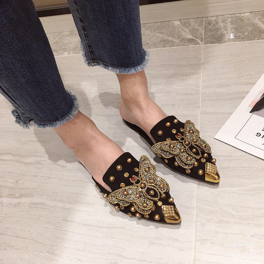 Pantuflas Tipo Baotou con Mariposas de Strass y Punta Abierta - Image 22