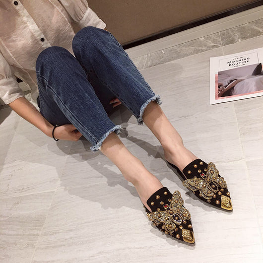 Pantuflas Tipo Baotou con Mariposas de Strass y Punta Abierta - Image 23