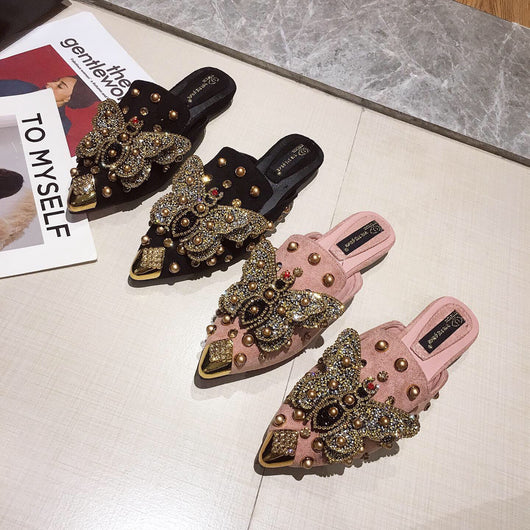 Pantuflas Tipo Baotou con Mariposas de Strass y Punta Abierta - Image 25