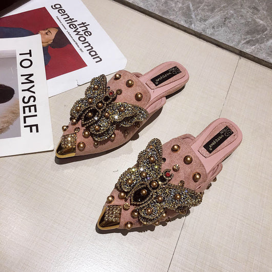 Pantuflas Tipo Baotou con Mariposas de Strass y Punta Abierta - Image 31