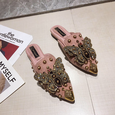 Pantuflas Tipo Baotou con Mariposas de Strass y Punta Abierta - Image 32