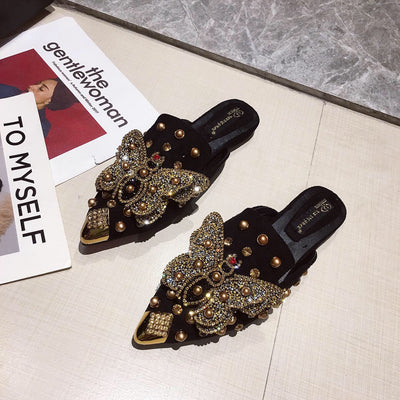 Pantuflas Tipo Baotou con Mariposas de Strass y Punta Abierta - Image 33