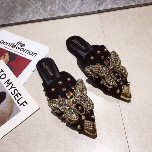 Pantuflas Tipo Baotou con Mariposas de Strass y Punta Abierta - Image 34