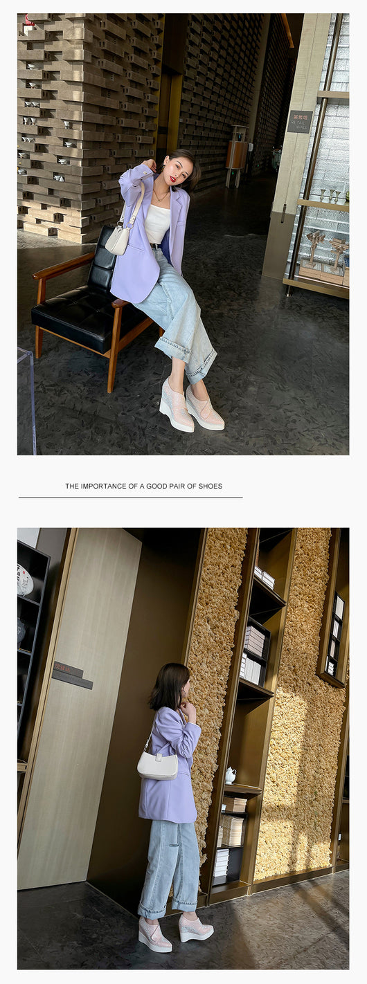Zapatos de Cuña con Plataforma para Mujer en Azul - Tacón Alto Elegante - Image 8