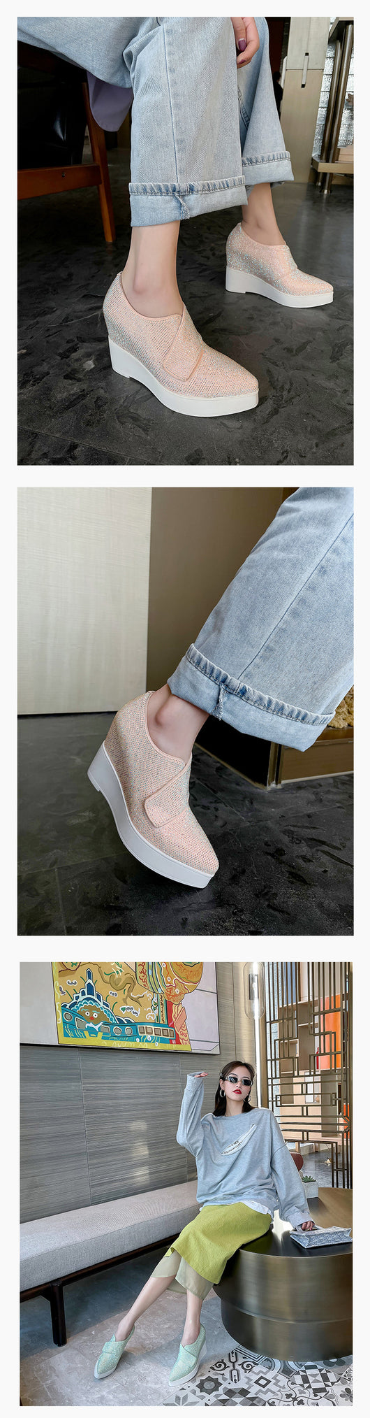 Zapatos de Cuña con Plataforma para Mujer en Azul - Tacón Alto Elegante - Image 11