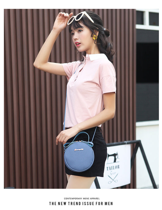 Bolso Bandolera Redondo de Cuero para Mujer - Cartera Messenger Circular - Image 11