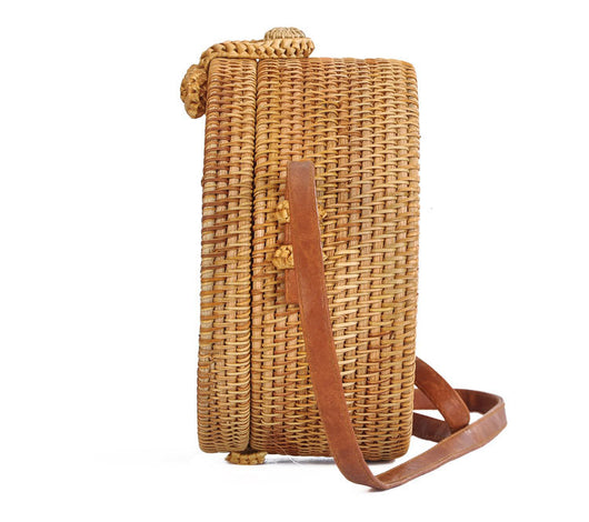 Bolsa de Playa Redonda de Ratán con Forro Floral Retro - Image 9