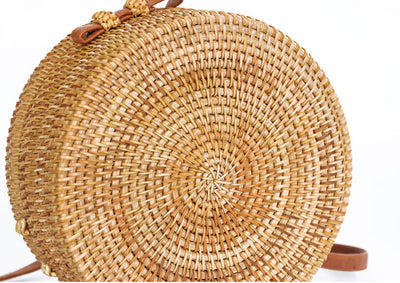 Bolsa de Playa Redonda de Ratán con Forro Floral Retro - Image 11