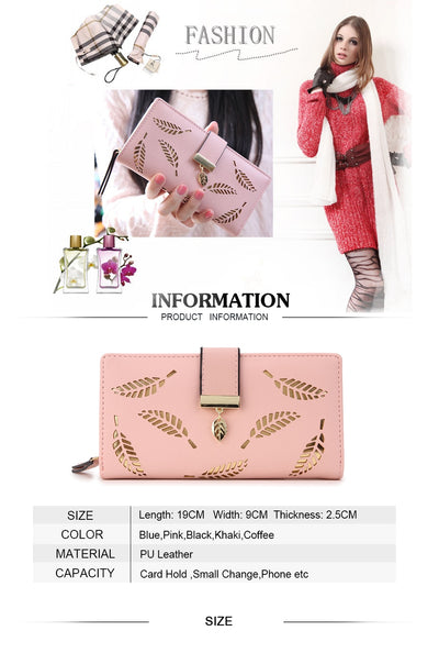 Cartera Larga para Mujer con Diseño de Hojas Doradas - Billetera y Portatarjetas - Image 10