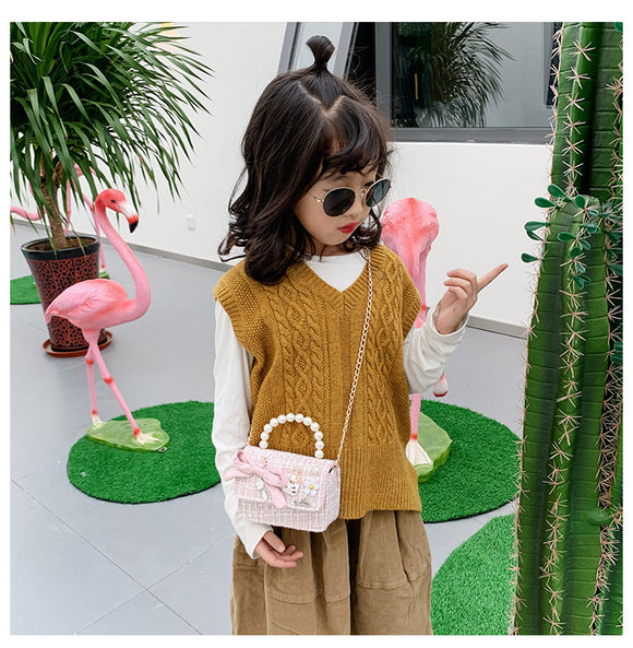 Bolso de Mano para Niña con Perlas