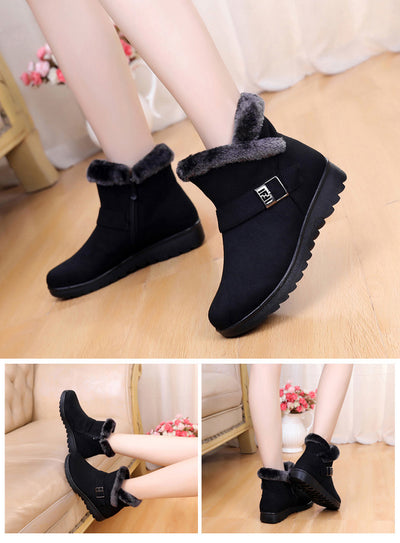 Botas Cortas Cálidas para Mamá con Tacón Bajo y Forro de Terciopelo - Image 14