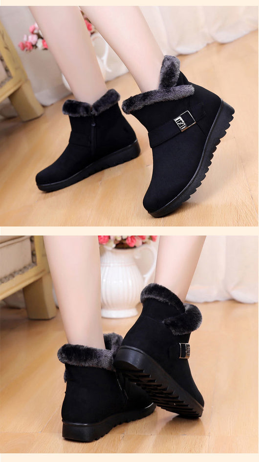 Botas Cortas Cálidas para Mamá con Tacón Bajo y Forro de Terciopelo - Image 15