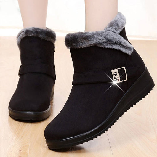 Botas Cortas Cálidas para Mamá con Tacón Bajo y Forro de Terciopelo - Image 17
