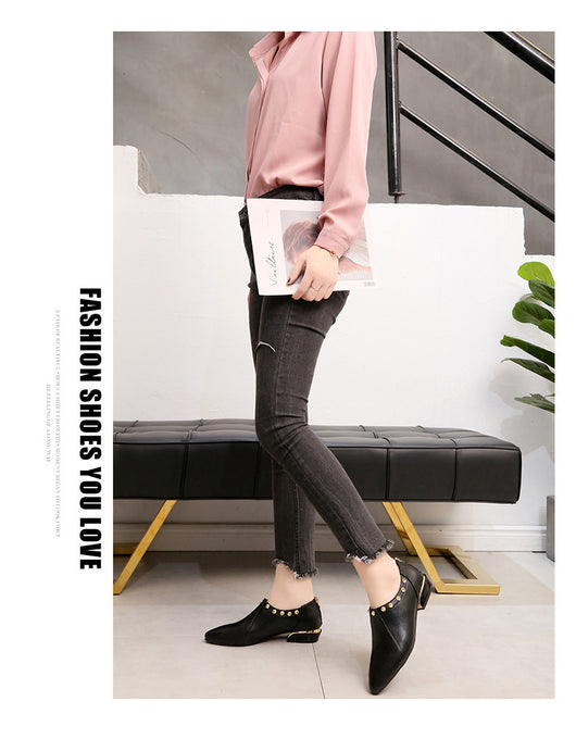 Zapatos Casuales para Mujer con Punta Afilada y Remaches de Moda - Image 9