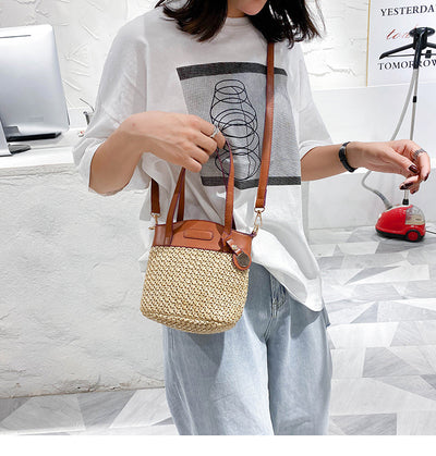 Bolsa de Playa Tejida con Asa - Bolso Mensajero Portátil de Fibra Natural - Image 16