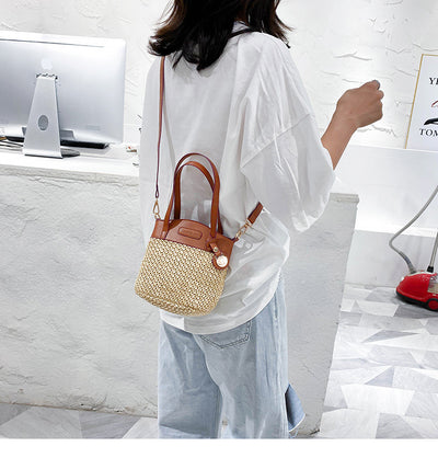 Bolsa de Playa Tejida con Asa - Bolso Mensajero Portátil de Fibra Natural - Image 17