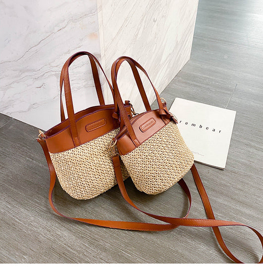 Bolsa de Playa Tejida con Asa - Bolso Mensajero Portátil de Fibra Natural - Image 25