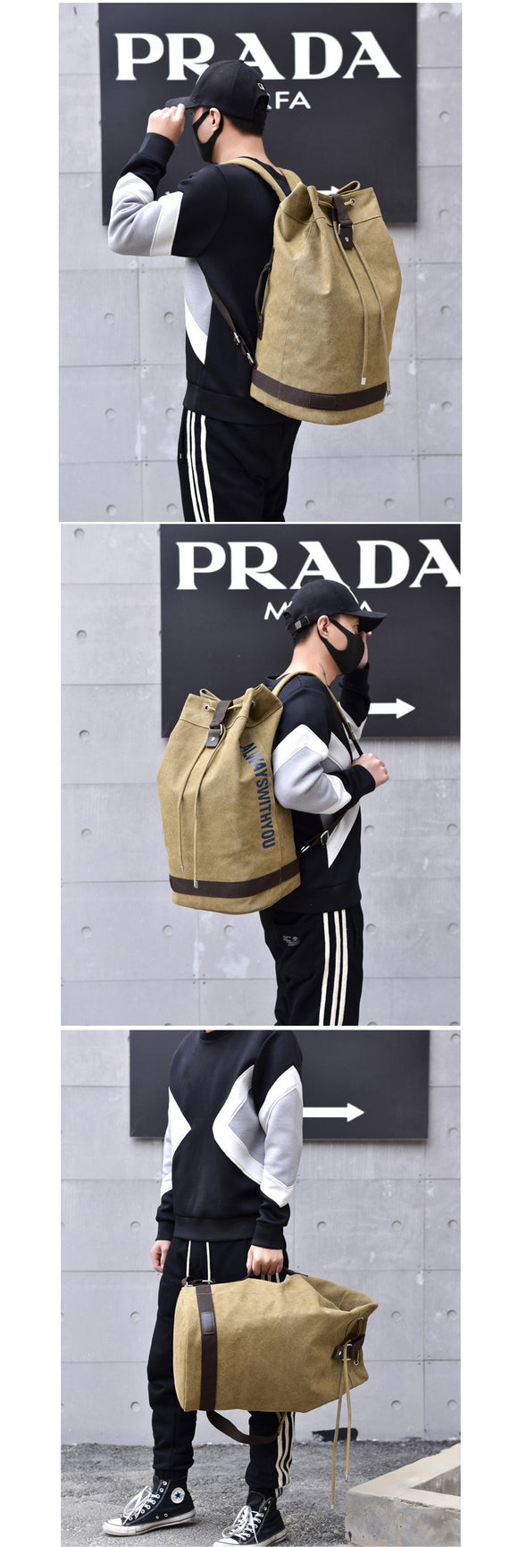Mochila Viajera Tipo Tambor con Compartimento para Laptop