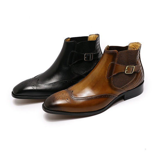 Botas Altas de Cuero para Hombre con Textura Grabada en Relieve - Image 6