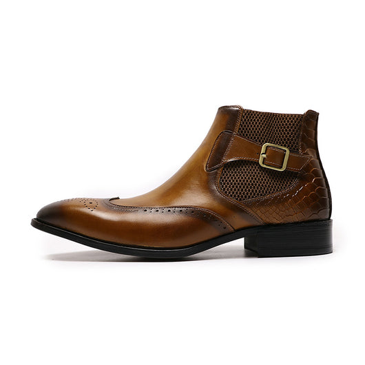 Botas Altas de Cuero para Hombre con Textura Grabada en Relieve - Image 8