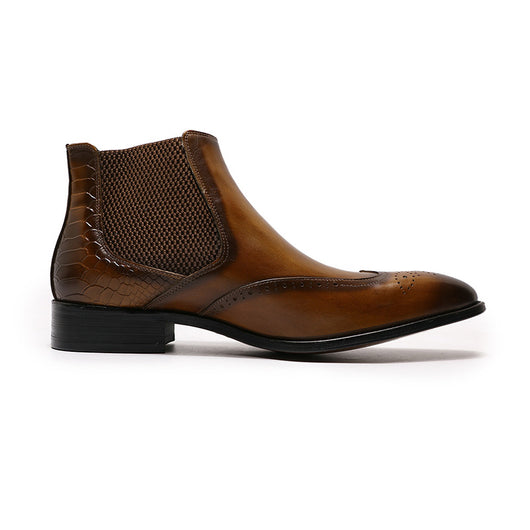 Botas Altas de Cuero para Hombre con Textura Grabada en Relieve - Image 9