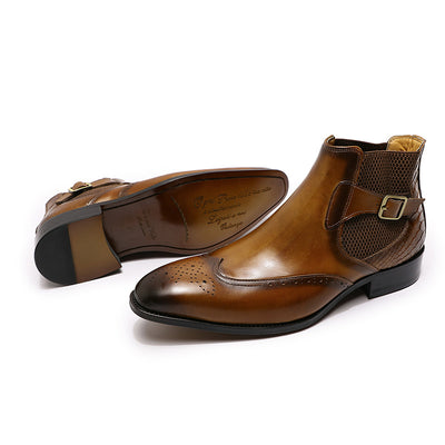 Botas Altas de Cuero para Hombre con Textura Grabada en Relieve - Image 12