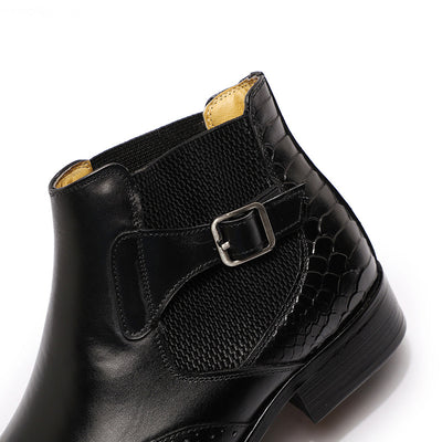 Botas Altas de Cuero para Hombre con Textura Grabada en Relieve - Image 20