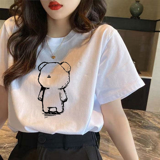 Camiseta de Algodón Puro Manga Corta Mujer Verano Holgada - Image 14