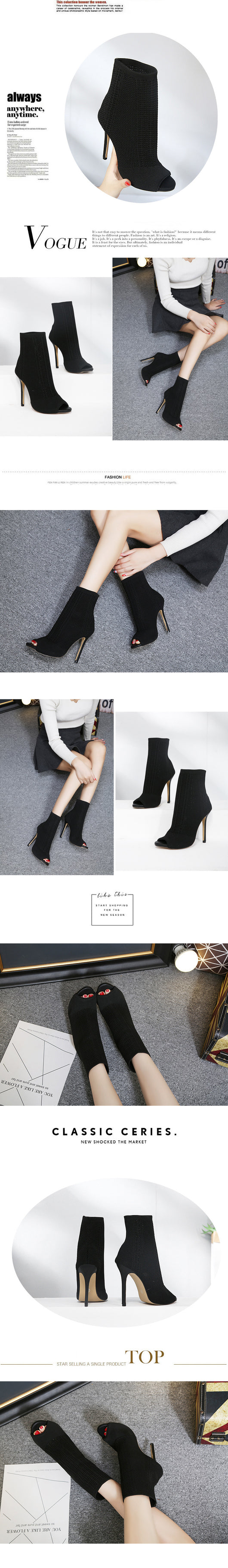 Tacones Stiletto de Punta Abierta en Punto Elástico - Image 18