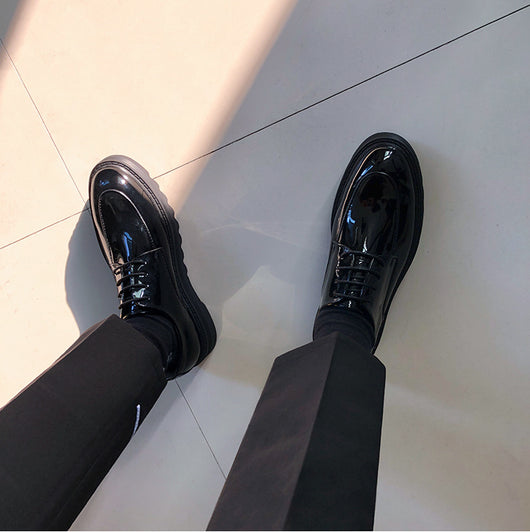 Zapatos Casuales Británicos de Cuero Brillante con Suela Gruesa - Image 8