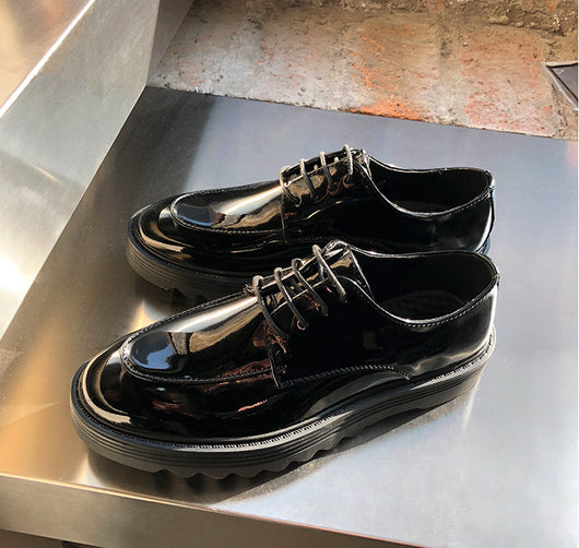 Zapatos Casuales Británicos de Cuero Brillante con Suela Gruesa - Image 9