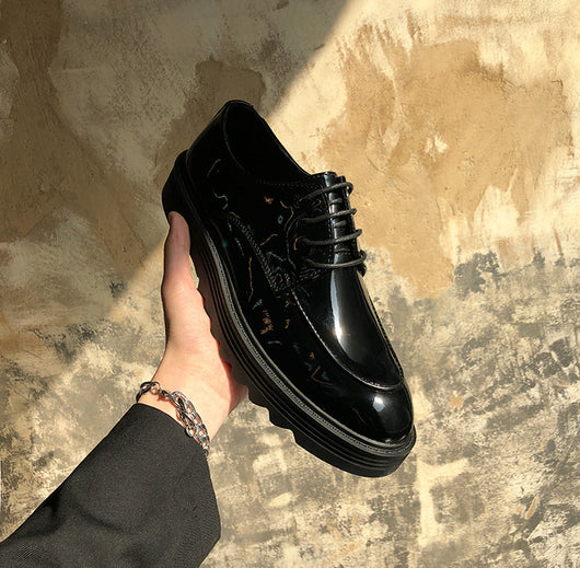 Zapatos Casuales Británicos de Cuero Brillante con Suela Gruesa - Image 10