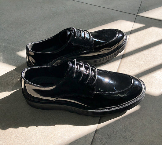 Zapatos Casuales Británicos de Cuero Brillante con Suela Gruesa - Image 13