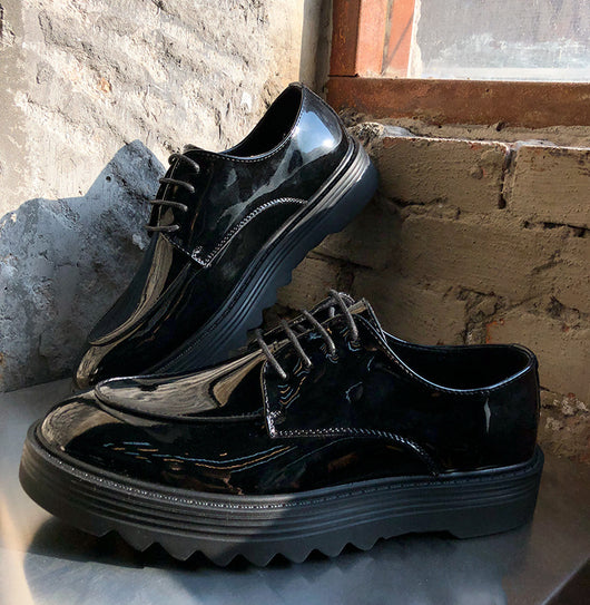 Zapatos Casuales Británicos de Cuero Brillante con Suela Gruesa - Image 15