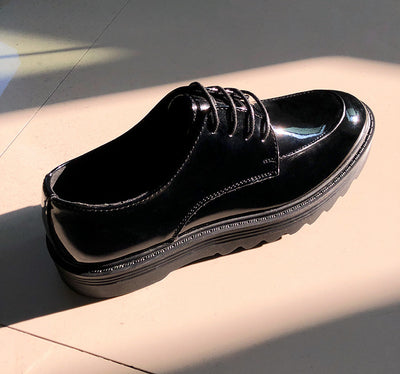 Zapatos Casuales Británicos de Cuero Brillante con Suela Gruesa - Image 21