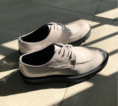 Zapatos Casuales Británicos de Cuero Brillante con Suela Gruesa - Image 24