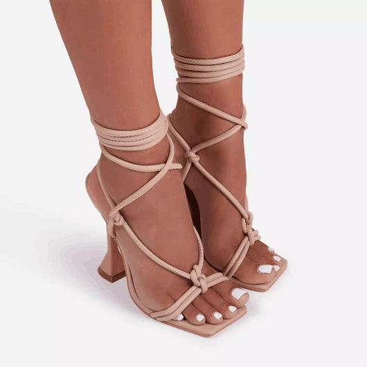 Sandalias de Tacón Alto con Punta Cuadrada Tipo Pescado Mujer - Image 17
