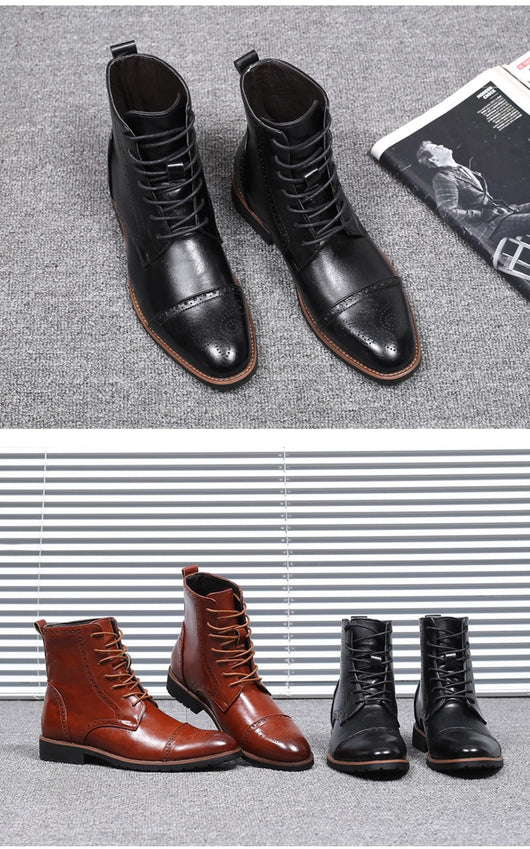 Botas de Cuero Estilo Británico Talla Grande para Hombre - Image 9