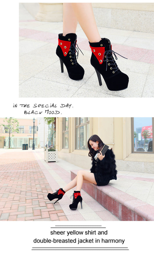 Botas Stiletto Plataforma Impermeables con Punta Redonda para Mujer - Image 11