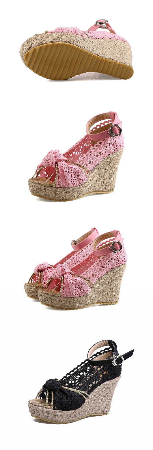 Sandalias de cuña con encaje elegante - Image 10