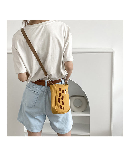 Bolsa Bandolera Pequeña de Lona Cacahuete con Diseño Cartoon - Ajustable para Celular - Image 7