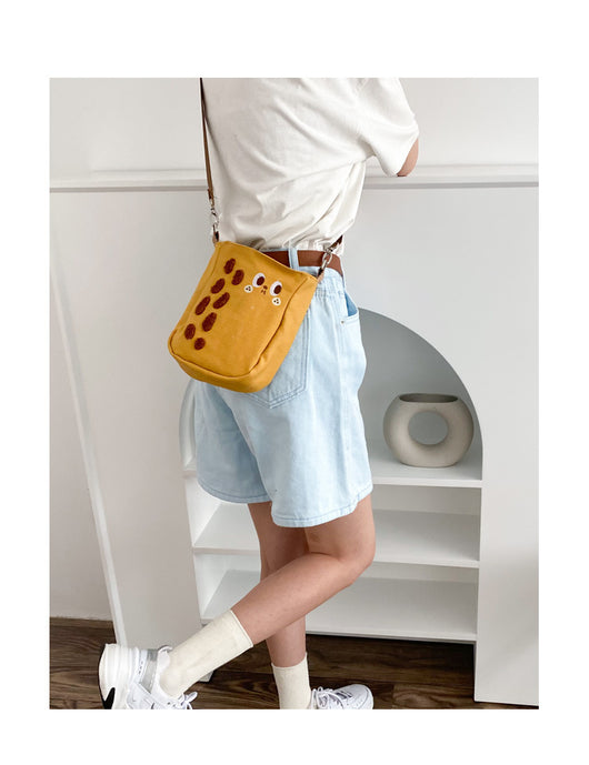 Bolsa Bandolera Pequeña de Lona Cacahuete con Diseño Cartoon - Ajustable para Celular - Image 8