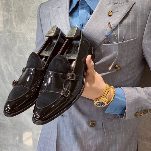 Zapatos Monk de Cuero Negro con Hebilla - Mocasín Cómodo Punta Fina para Hombre - Image 8