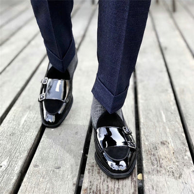 Zapatos Monk de Cuero Negro con Hebilla - Mocasín Cómodo Punta Fina para Hombre - Image 11