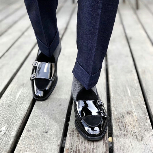 Zapatos Monk de Cuero Negro con Hebilla - Mocasín Cómodo Punta Fina para Hombre - Image 11