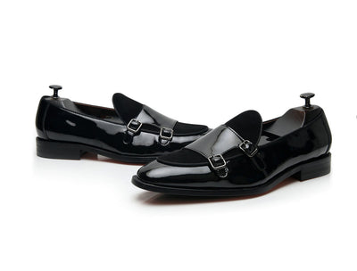 Zapatos Monk de Cuero Negro con Hebilla - Mocasín Cómodo Punta Fina para Hombre - Image 19