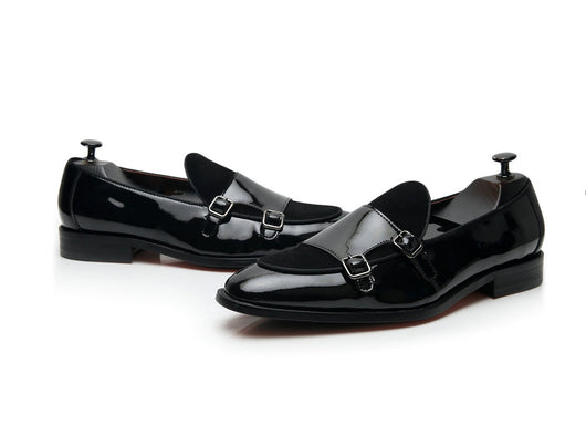 Zapatos Monk de Cuero Negro con Hebilla - Mocasín Cómodo Punta Fina para Hombre - Image 19