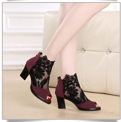 Tacones Altos de Encaje Grueso y Transpirable - Image 15