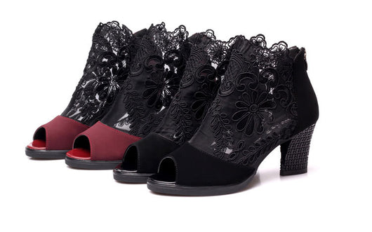 Tacones Altos de Encaje Grueso y Transpirable - Image 20